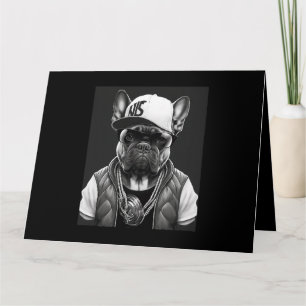 Funny French Bulldog Rapper Hip Hop Star Karte