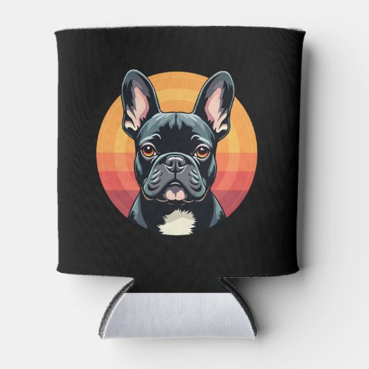 Funny French Bulldog Retro Outfits Niedlich für Dosenkühler (Vorderseite)