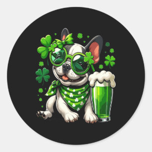 Funny French Bulldog St. Patricks Runder Aufkleber