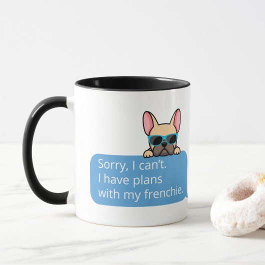 Funny French Bulldog Tasse (Mit Donut)