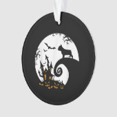 Funny French Bulldog und Moon Halloween Kostüm Ornament (Vorderseite)
