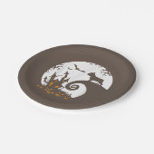 Funny French Bulldog und Moon Halloween Kostüm Pappteller (Schrägansicht)