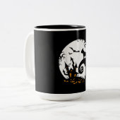 Funny French Bulldog und Moon Halloween Kostüm Zweifarbige Tasse (Vorderseite Links)