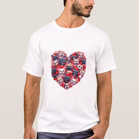 Funny French Bulldog Valentines T-Shirt (Vorderseite)