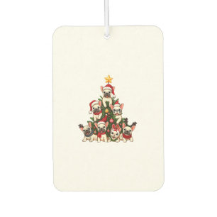 Funny French Bulldog Weihnachtsbaum Snowflakes Autolufterfrischer