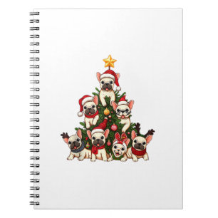 Funny French Bulldog Weihnachtsbaum Snowflakes Notizblock
