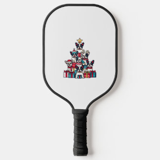 Funny French Bulldog Weihnachtsbaum Snowflakes Pickleball Schläger