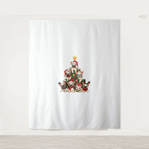 Funny French Bulldog Weihnachtsbaum Snowflakes Wandteppich