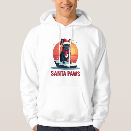 Funny French Bulldog Winter Sunset Art with Santa  Hoodie (Vorderseite)
