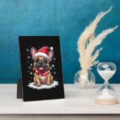 Funny French Bulldogs Christmas Santa Hat Lights S Fotoplatte (Seite)