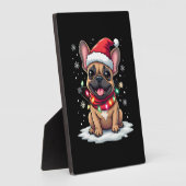 Funny French Bulldogs Christmas Santa Hat Lights S Fotoplatte (Seite)