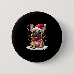 Funny French Bulldogs Christmas Weihnachtsmannmütz Button