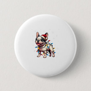 Funny French Bulldogs Christmas Weihnachtsmannmütz Button