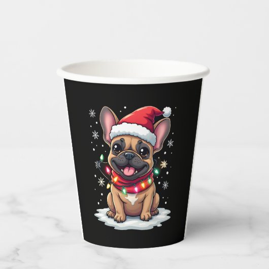 Funny French Bulldogs Christmas Weihnachtsmannmütz Pappbecher (Vorderseite)