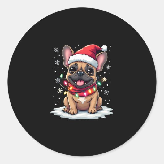 Funny French Bulldogs Christmas Weihnachtsmannmütz Runder Aufkleber (Vorderseite)