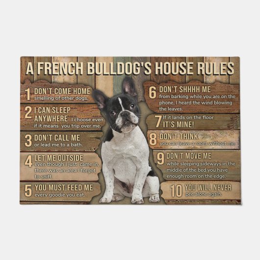 Funny French Bulldogs Welcome Doormat, Bulldog Mat Fußmatte (Vorderseite)