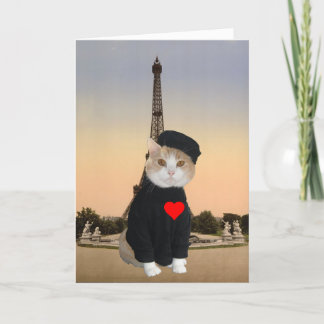Funny French Cat/Kitty Valentine Feiertagskarte