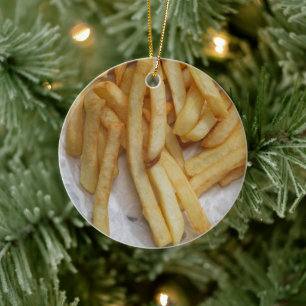 Funny French Fries Fast Food Goldene Kartoffeln Keramik Ornament