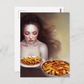 Funny French Fry Goddess generativecontent Postkarte (Vorne/Hinten)
