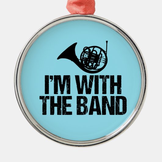 Funny French Horn Ich bin mit der Band Silbernes Ornament (Vorne)