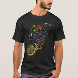 Funny French Horn Rainbow Musiknotens Geschenk T-Shirt