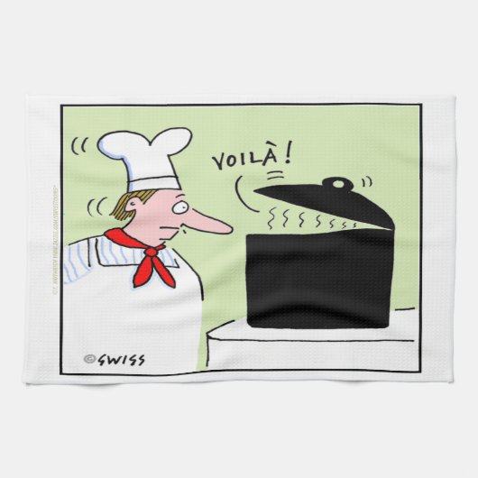 Funny French Koch Gourmet Cartoon Küchentuch (Horizontal)