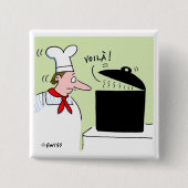 Funny French Koch mit Kettle am Cartoon Stove Button (Vorderseite)