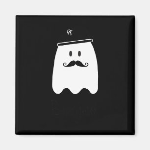Funny French Teacher Halloween Bonjour Ghost Magnet