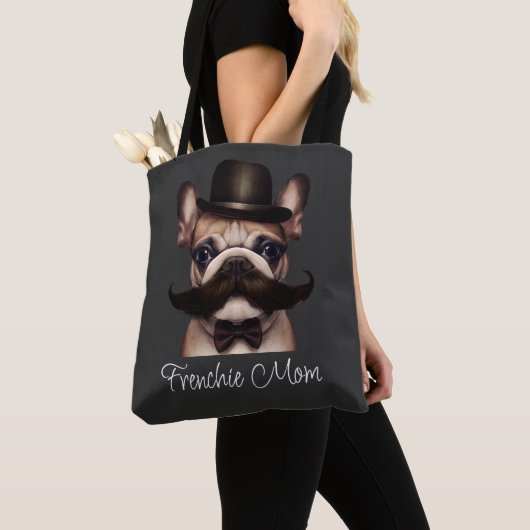 Funny Frenchie Custom Gray Tasche (Von Nahem)