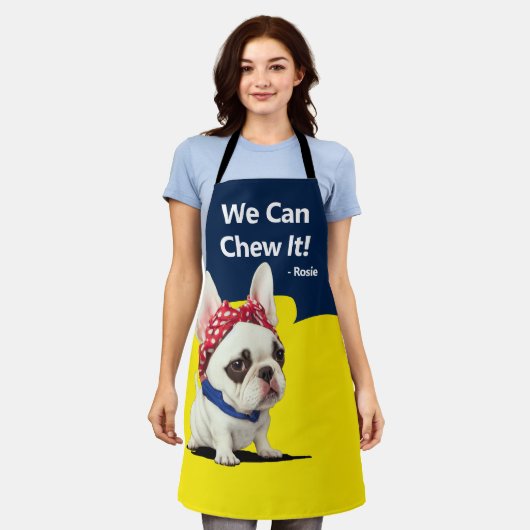 Funny Frenchie Rosie The Riveter Schürze (Getragen)