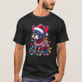 Funny Frenchie Tree Xmas Lights Pajama T-Shirt (Vorderseite)