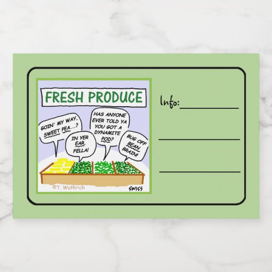 Funny Fresh Gemüse Cartoon Zuhause Canning Lebensmitteletikett (Einzelnes Label)