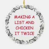 Funny Fricken Hühnchen und gebratene Kartoffeln We Keramik Ornament (Hinten)