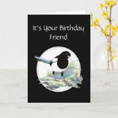 Funny, Friend Birthday, Magpie Watercolor Bird Karte (Gelbe Blume)