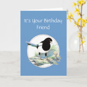 Funny, Friend Birthday, Magpie Watercolor Bird Karte (Gelbe Blume)
