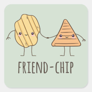 Funny Friend Chip Kartoffelchips Quadratischer Aufkleber