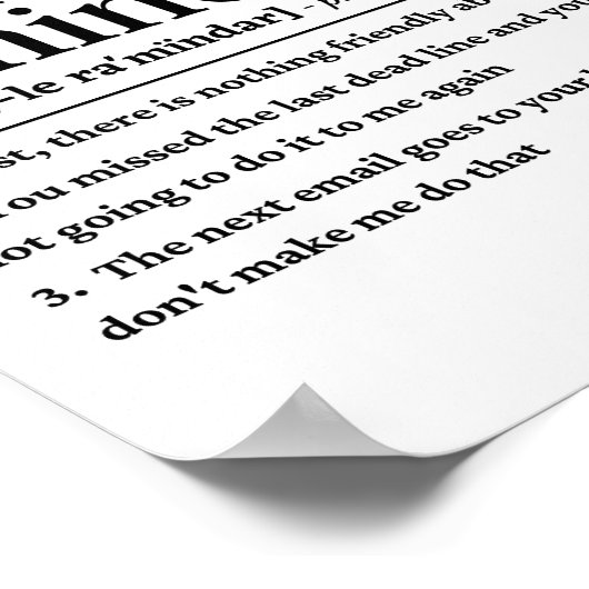 Funny friendly Erinnerung Definition Poster (Ecke)