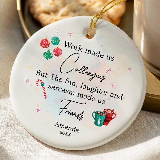 Funny friends colleagues christmas personalized keramik ornament