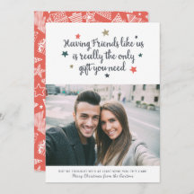 Funny Friends Modernes Weihnachts-Foto Weiß