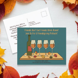 Funny Friendsgiving Potluck Einladung mit Wein