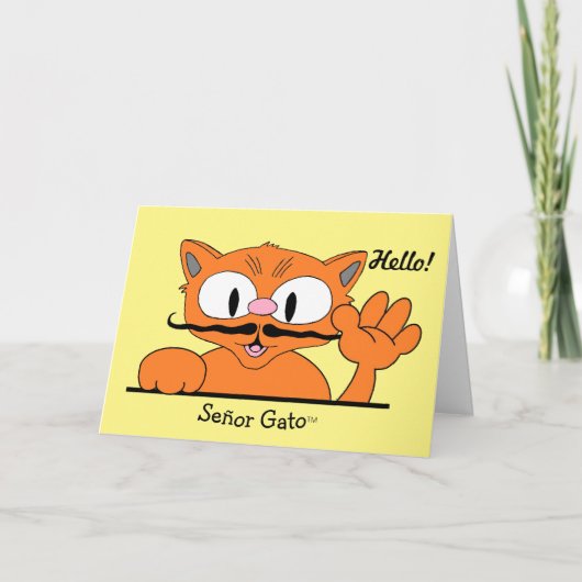 Funny Friendship Card Meow's It Goin'? Cartoon Cat Karte (Vorderseite)