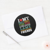 Funny Friendship Zitat I Liebe My Crazy Friends Runder Aufkleber (Umschlag)