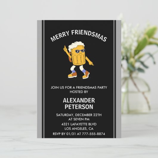 Funny Friendsmas Einladungen Bier (Stehend Vorderseite)