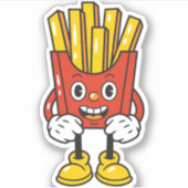 Funny Fries Cartoon Character Aufkleber (Vorderseite)
