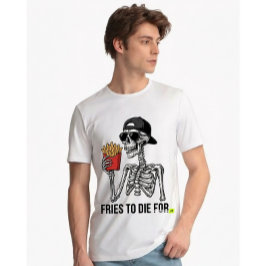 Funny Fries To Die For Skeleton Cool Foodie  Tri-Blend Shirt