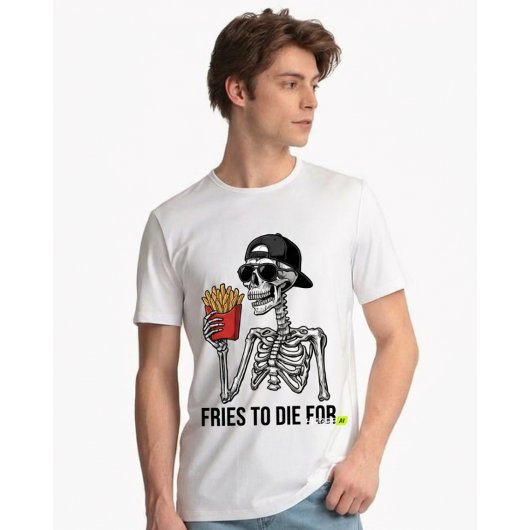 Funny Fries To Die For Skeleton Cool Foodie  Tri-Blend Shirt