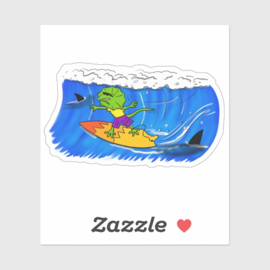 Funny Frill Halsleder Surfing Cartoon Aufkleber (Blatt)