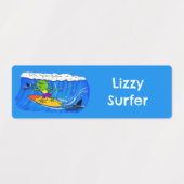 Funny Frill Halslizard Surfen personalisiert Etiketten (Design 1)
