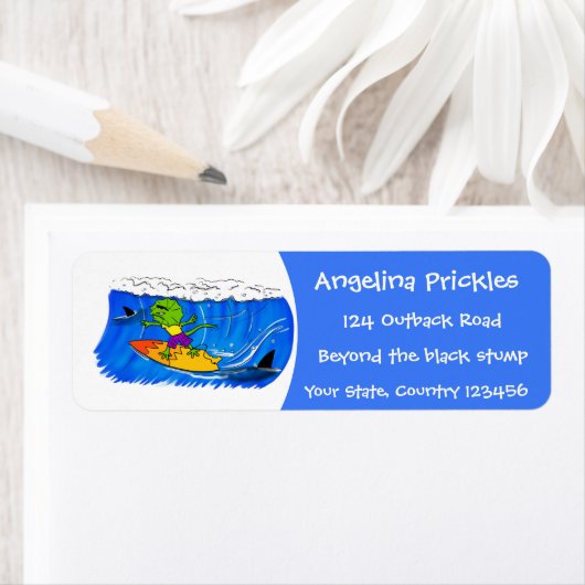 Funny frilled Halslizard Surfing Cartoon (Insitu)