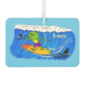 Funny frilled Halslizard Surfing Cartoon Autolufterfrischer (Rückseite)